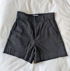 Everlane Way-high Twill Short, Black, Size 4